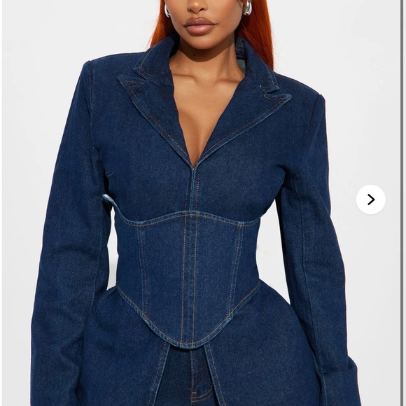 Fashion Nova Denim - 🔥3 pcs~Dark Blue Denim Corset, Jacket & Pants Set. 🔥New!